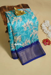 Sky Blue - Light weight Vasundra printed silk with floral prints