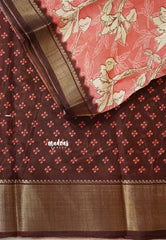 Peach Pink - Light weight Vasundra printed silk with floral prints