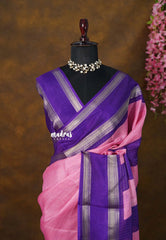 Pink Blossom - Premium vasundra printed silk checks body with rettapet border - Best for school college wear | work wear | casual wear |