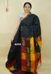 Ebony Black with Sunset Checks - Vedhavalli – Soft Silk Elegance - Perfect for wedding