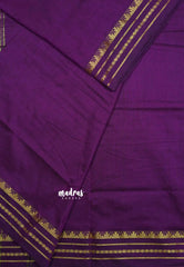 Magenta Purple - Vintage gadwal silk cotton plain body multi chain border