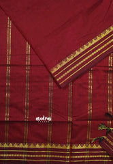 Maroon - Vintage gadwal silk cotton plain body multi chain border