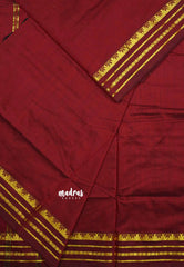 Maroon - Vintage gadwal silk cotton plain body multi chain border
