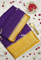 Royal Purple - Durga - Banarasi Premium Viscose Silk with Mayil, Yaanai Border and Buttas - Best for Pooja Functions | Diwali Festive