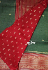 Forest Green - Durga - Banarasi Premium Viscose Silk with Micro Zari Checks and Rich Border - Best for Diwali Festive