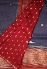 Midnight Blue - Durga - Banarasi Premium Viscose Silk with Micro Zari Checks and Rich Border - Best for Diwali Festive