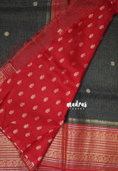 Jet Black - Durga - Banarasi Premium Viscose Silk with Micro Zari Checks and Rich Border - Best for Diwali Festive