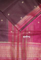 Deep Beet Pink - Durga - Banarasi Premium Viscose Silk with Micro Zari Checks and Rich Border - Best for Diwali Festive