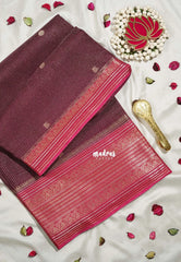 Deep Beet Pink - Durga - Banarasi Premium Viscose Silk with Micro Zari Checks and Rich Border - Best for Diwali Festive