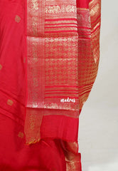 Spicy Red - Durga - Banarasi Premium Viscose Silk with Yaanai, Mayil Border and Mayil Buttas - Best for Pooja Functions | Diwali Festive