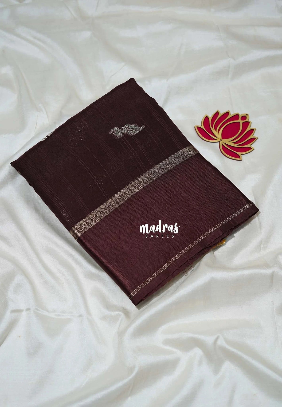 Coffee Brown - Durga - Banarasi Premium Viscose Silk with Mayil, Yaanai Buttas and Satin Border - Best for Pooja Functions | Diwali Festive