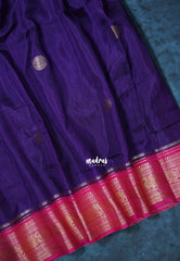 Violet Purple with Pink - Durga - Banarasi Premium Viscose Silk with Yanai, Mayil Border and Buttas - Best for Pooja Functions | Diwali Festive