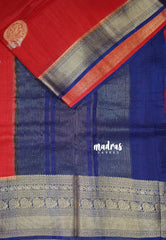 Vermilion Red - Durga - Banarasi Premium Viscose Silk with Mayil, Yaanai Border and Buttas - Best for Pooja Functions | Diwali Festive