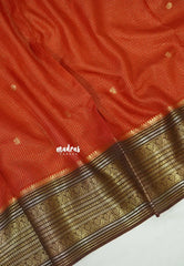 Rust Orange - Viscous Georgette with Viraoosi Kattam Weaving Body Multi Border with Designer Blouse