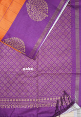 Orange with Purple - Yamini Paper silk with traditional border
