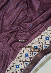 Muted Mauve Purple - Yamini Paper Silk Checks in Body with Printed Patola Border - Perfect Office Wear | Casual Wear