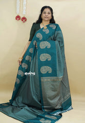 Teal Green- Yamini paper silk mango border and sirukattam body