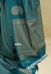 Teal Green- Yamini paper silk mango border and sirukattam body