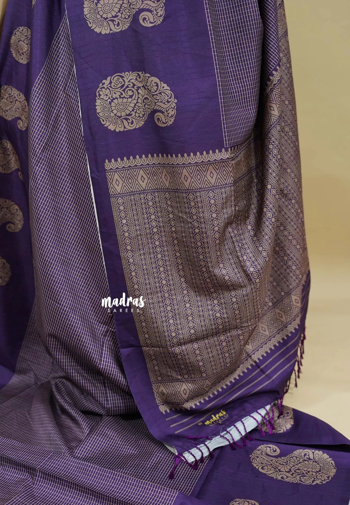 Purple - Yamini paper silk mango border and sirukattam body