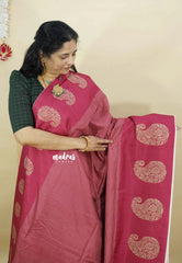 Beet Pink - Yamini paper silk mango border and sirukattam body