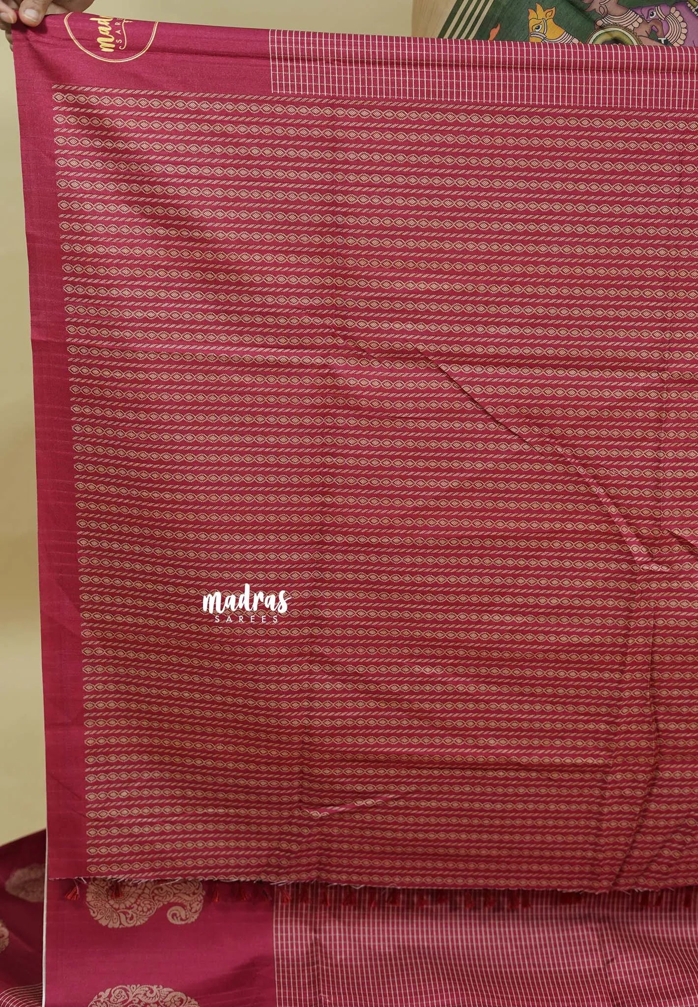 Beet Pink - Yamini paper silk mango border and sirukattam body