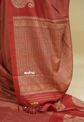 Brick Red - Yamini paper silk mango border and sirukattam body
