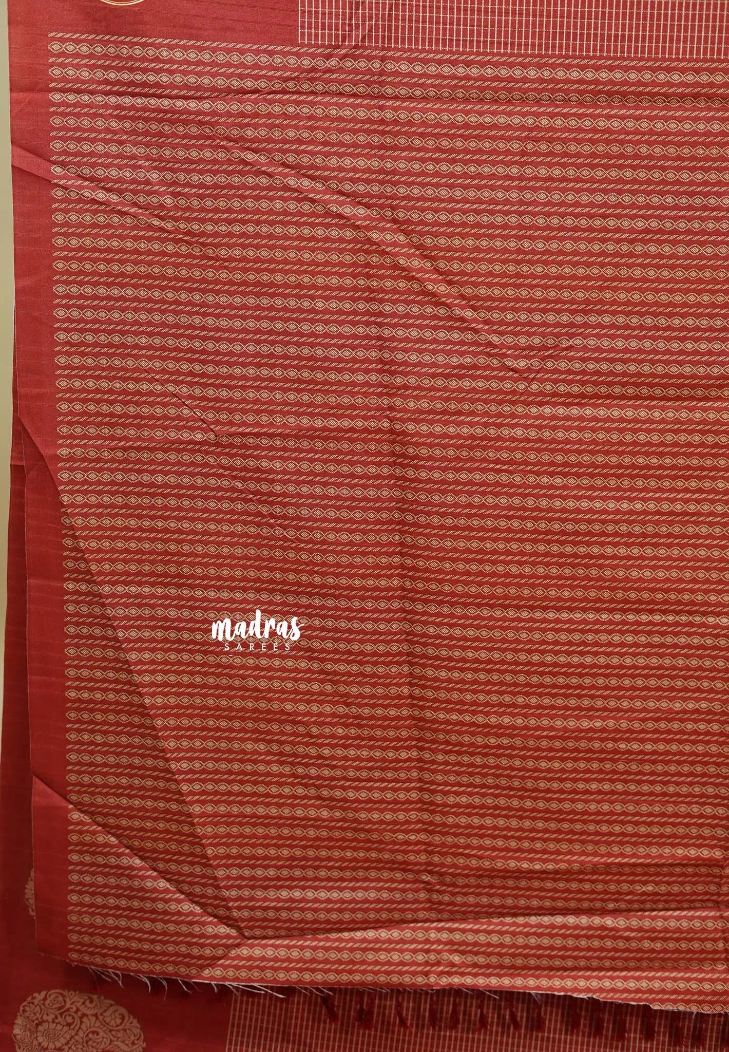 Brick Red - Yamini paper silk mango border and sirukattam body