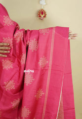 Queen's Pink - Chithiram - Soft Paper Silk Saree with Kolam prints