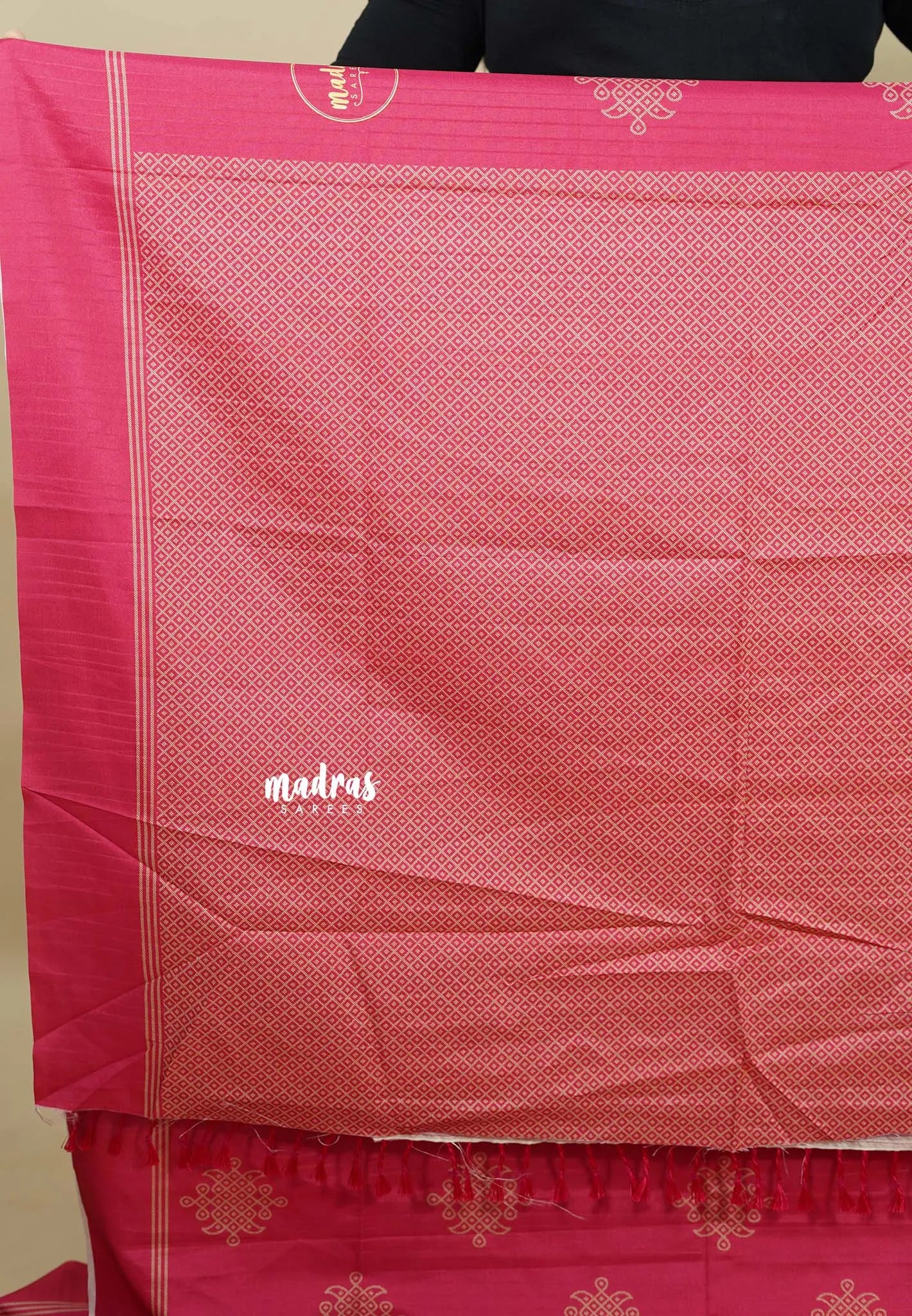 Queen's Pink - Chithiram - Soft Paper Silk Saree with Kolam prints