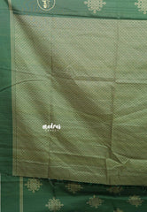Forest Green - Chithiram - Soft Paper Silk Saree with Kolam prints