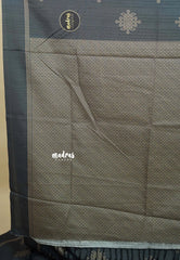 Dark Grey - Chithiram - Soft Paper Silk Saree with Kolam prints