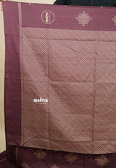 Wine Brown - Chithiram - Soft Paper Silk Saree with Kolam prints