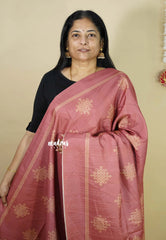Onion Peach - Chithiram - Soft printed Paper Silk Saree with Kolam prints