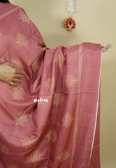 Onion Peach - Chithiram - Soft Paper Silk Saree with Kolam prints
