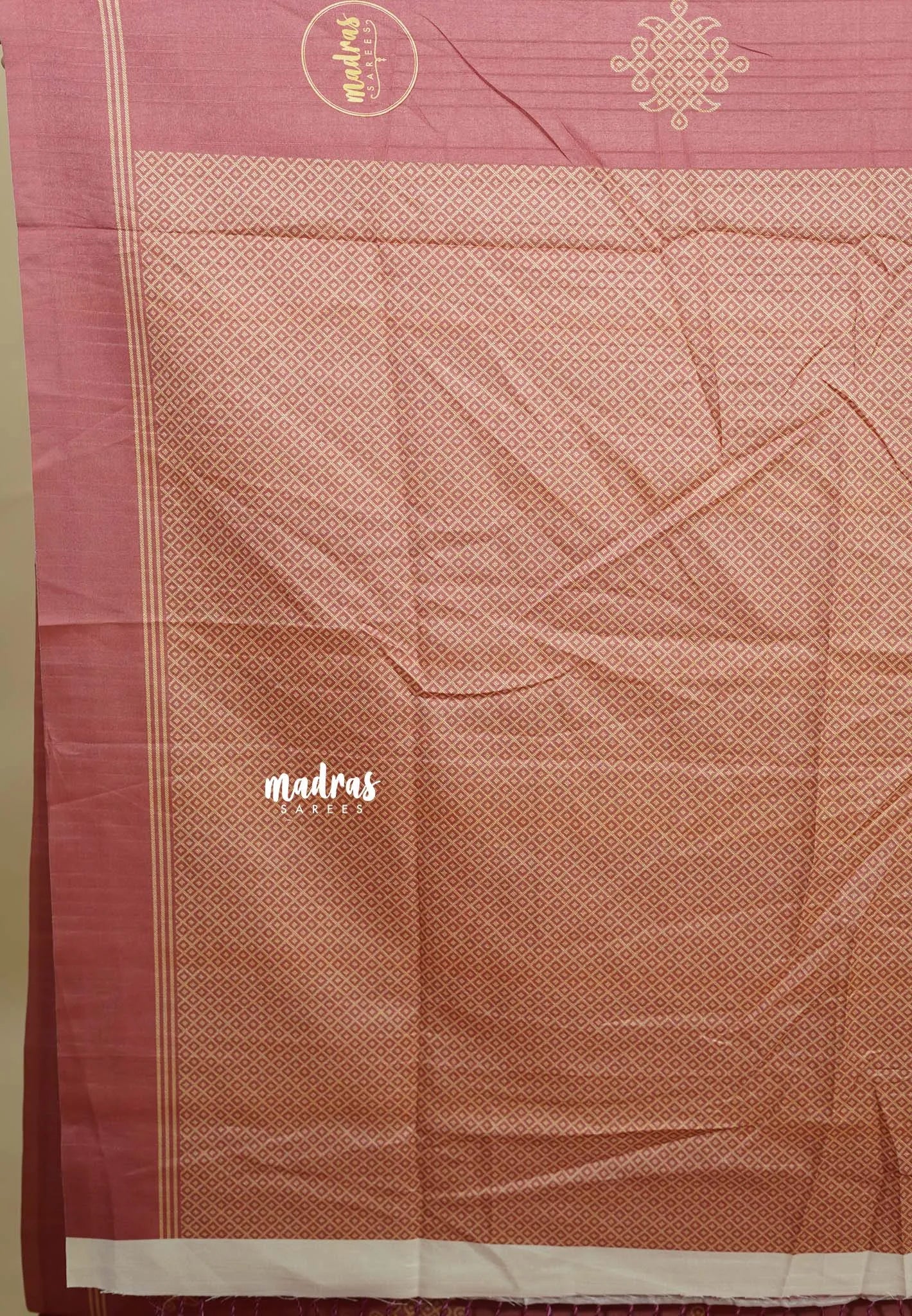 Onion Peach - Chithiram - Soft Paper Silk Saree with Kolam prints