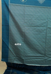 Teal Blue - Chithiram - Soft Paper Silk Saree with Kolam prints