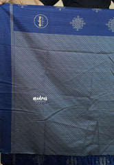 Navy Blue - Chithiram - Soft Paper Silk Saree with Kolam prints