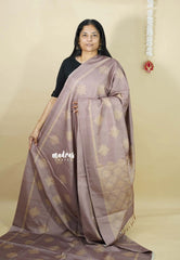 Mauve Taupe - Chithiram - Soft Paper Silk Saree with Kolam prints