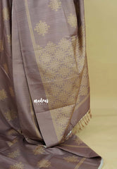 Mauve Taupe - Chithiram - Soft Paper Silk Saree with Kolam prints