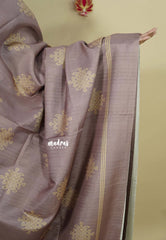 Mauve Taupe - Chithiram - Soft Paper Silk Saree with Kolam prints