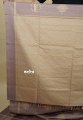 Mauve Taupe - Chithiram - Soft Paper Silk Saree with Kolam prints