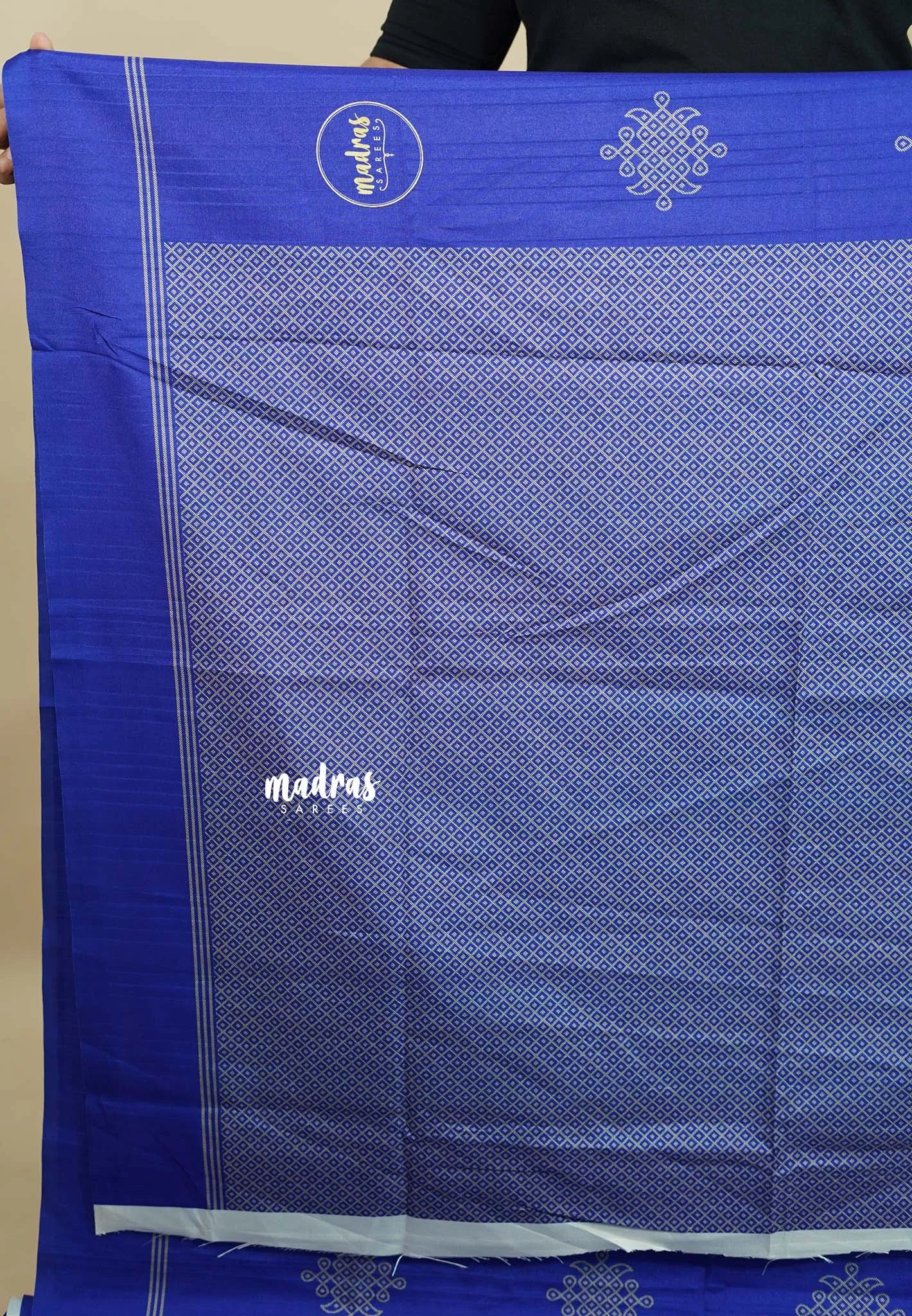 (PRE-BOOKING) MS Blue - Chithiram - Soft Paper Silk Saree with Kolam prints