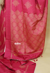 Queen's Pink - Chithiram - Soft Paper Silk Saree with Kolam prints