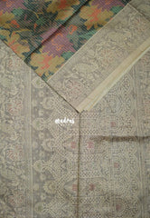 Multicolor with Teal Gardern - Yamini Paper Silk with Moden Prints with Zari Style Printed Border - Perfect Office Wear | Casual Wear