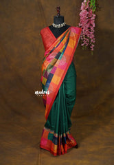 Navaratna Green Paper Silk Saree – Yamini | Paalum Pazhamum Madras Checks | Workwear Classic