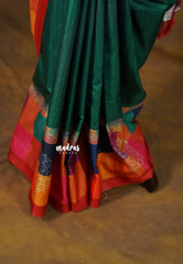 Navaratna Green Paper Silk Saree – Yamini | Paalum Pazhamum Madras Checks | Workwear Classic