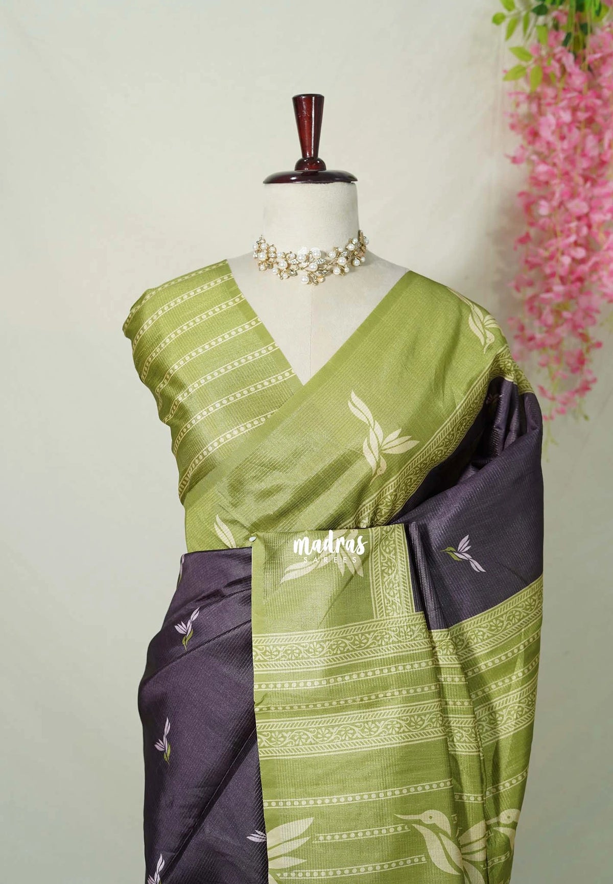 Chocolate Brown - Yamini Paper Silk Vaira Oosi with Contrast Pallu and Blouse - Perfect Office Wear | Casual Wear