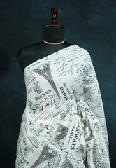 White - Zara -  Malgudi printed silk with paris newsprints