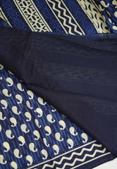 Zara Malgudi Fusion printed silk Bagru prints Indigo blue