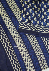 Zara Malgudi Fusion printed silk Bagru prints Indigo blue